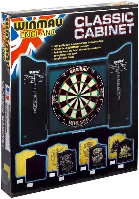 Classic Dartboard Cabinet - Plain Wood Finish van Dart World — afbeelding 2