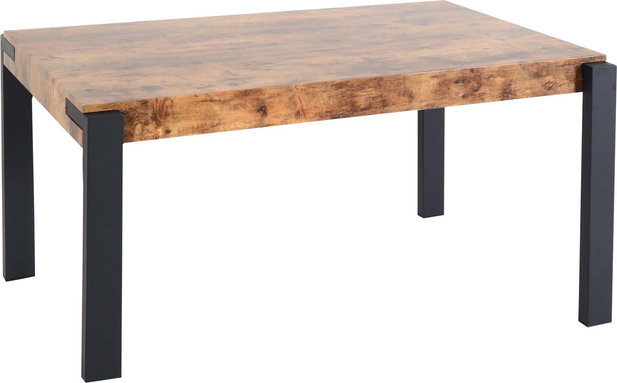 MCW Eettafel MCW-L53, keukentafel eetkamertafel, industrieel metaal 140x80cm ~ donker wild eiken