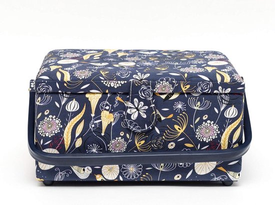 Korbond Sewing Basket - Medium - Enchanted Park Design - 14.5cm x 19cm x 26cm - Sewing storage to store sewing accessories, sewing kits and embroidery tools