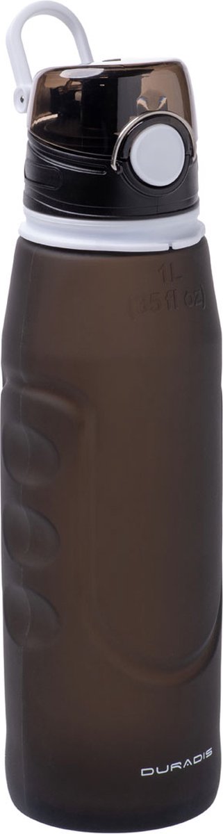 Duradis - Opvouwbare waterfles - Drinkfles - Waterzak - Duurzaam - Siliconen - 1000 ml - Zwart