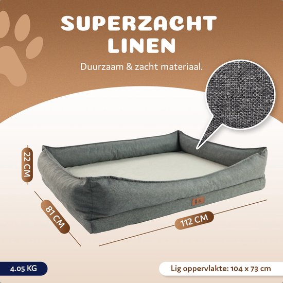 Lit orthopédique de Luxe pour chien Pet Perfect - Coussin orthopédique pour chien - Housse amovible - Lavable - Avec fermeture éclair - XL- Core Series