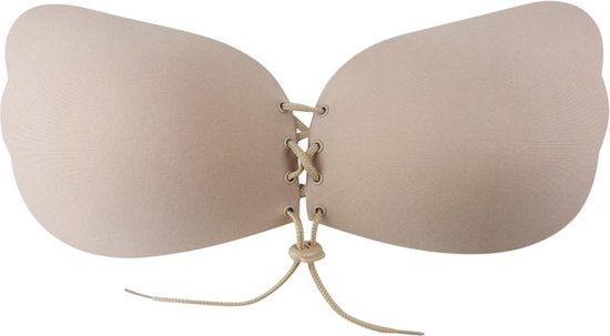 BLOOMORA Zelfklevende beha push-up – onzichtbare strapless beha, rugvrij, set van 2 siliconen plakbeha's met clip, zwart en beige sticky beha, cup A-D, Onzichtbaar, C