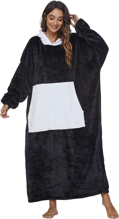 Treer Pullover met capuchon, extra grote fleecedeken met mouwen en