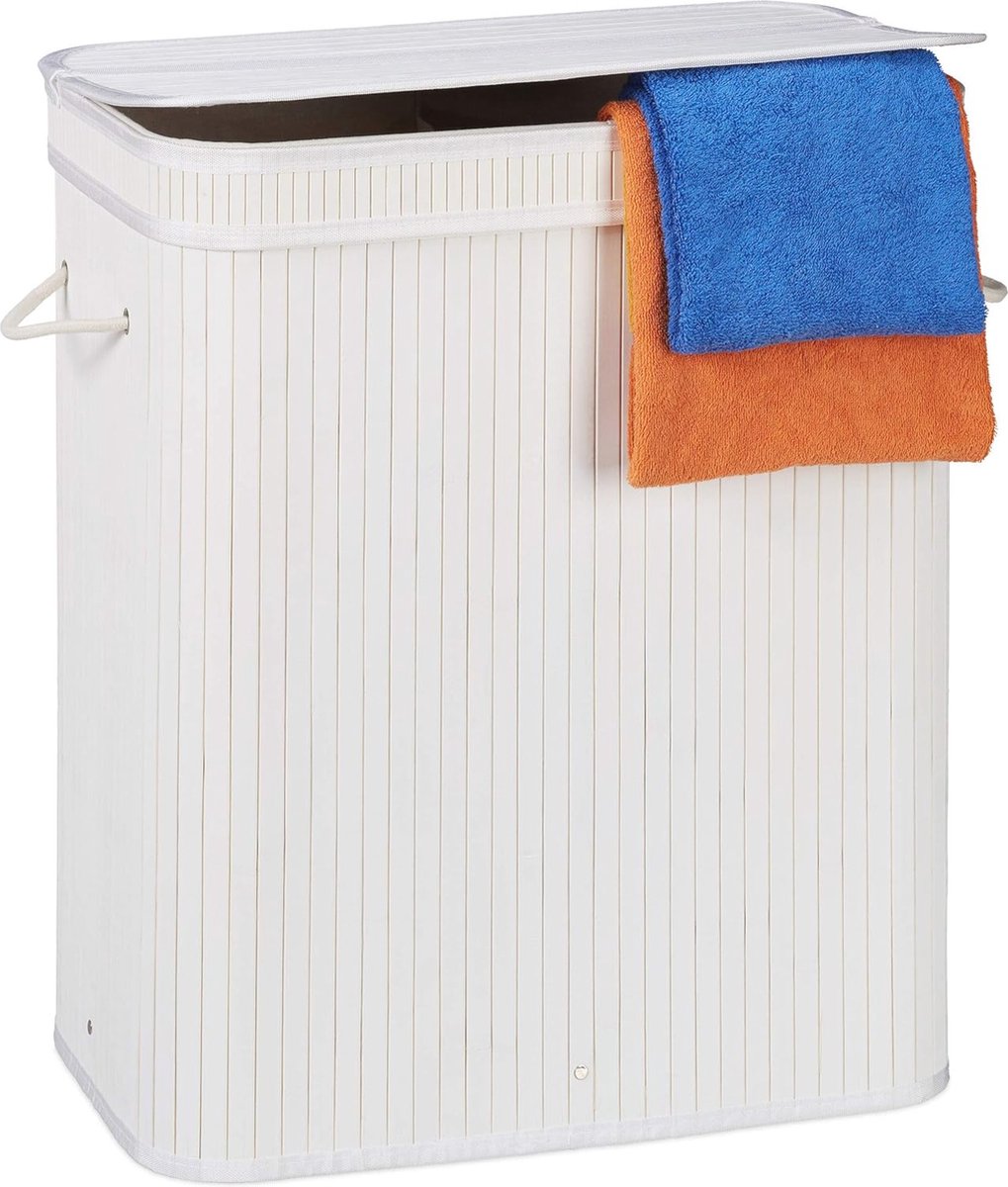Goedkoopste Ruimtebesparende wasmand met deksel - 95L bamboe wasverzamelaar