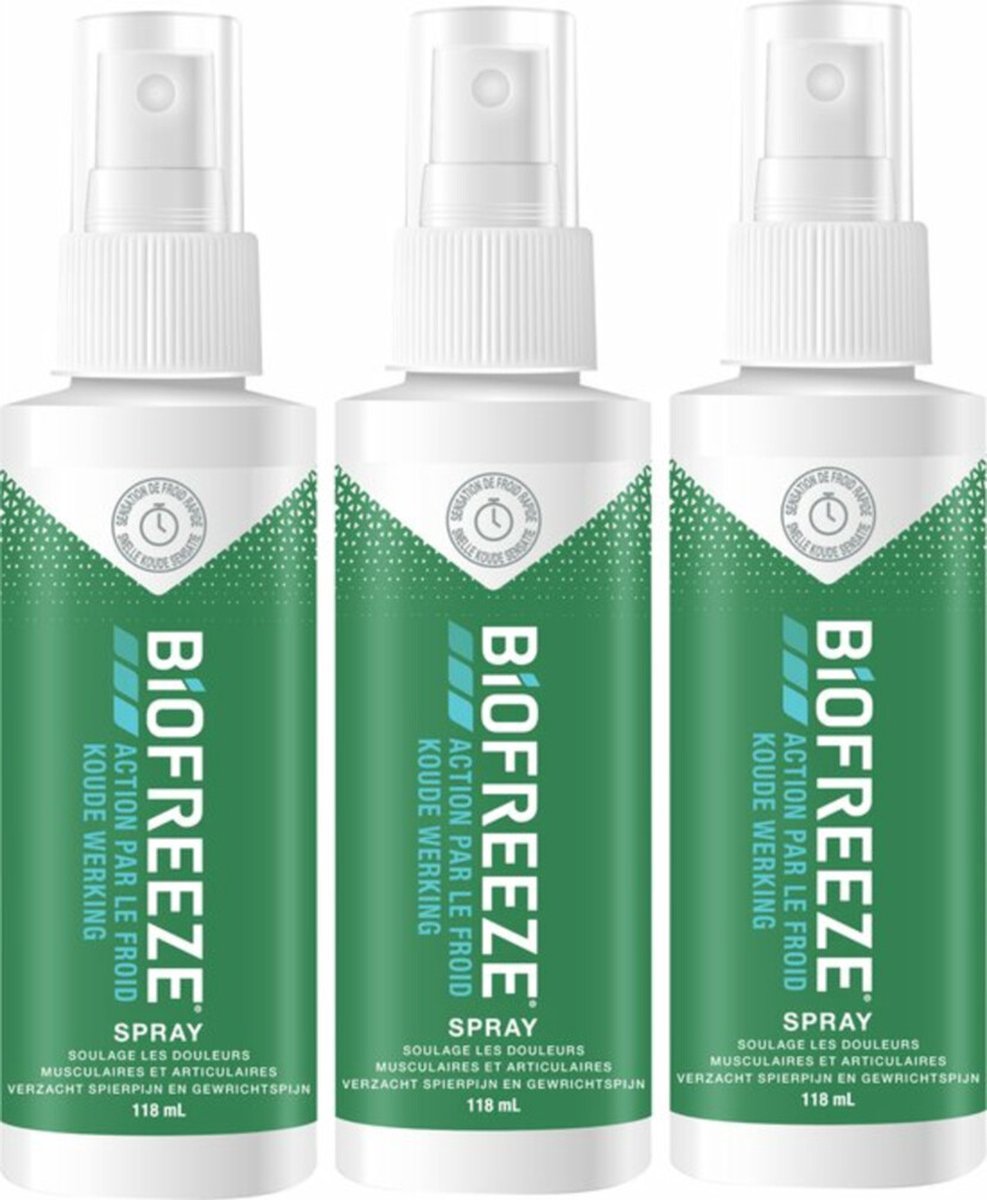 Goedkoopste 3x Biofreeze Pijnstillende Spray Spieren en Gewrichten 118 ml