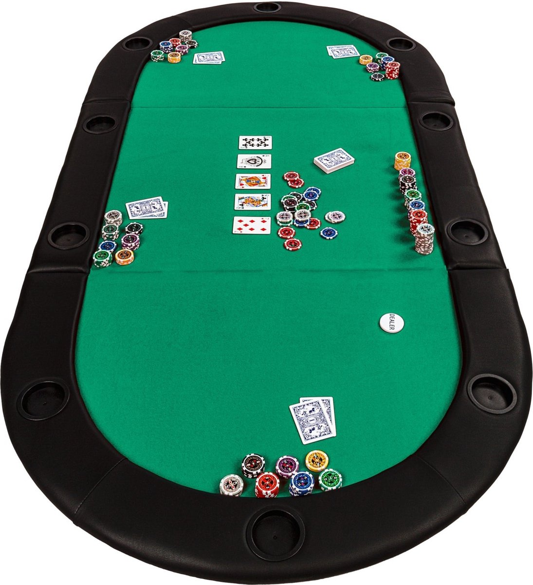 GAMES PLANET Pokermat Pokertafel Kleed Opvouwbaar Bekerhouder 180 x 79 cm Groen