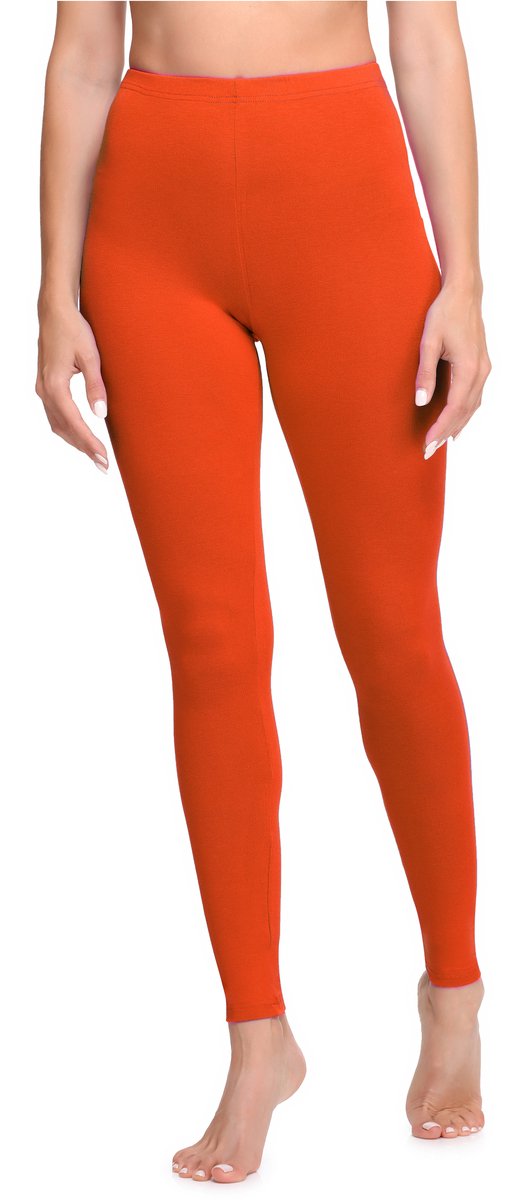 Ladeheid LA-LA40-133-LE Dames Leggings - Sport - Vrijetijdsbroek - Lang - Katoen - Sporbroek - Yogabroek - Oranje - XL