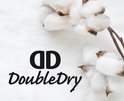 Deux boules de coton sur une branche avec le logo DoubleDry.