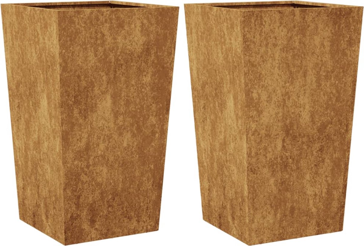 VidaXL Plantenbakken 2 st 45x45x750 cm cortenstaal