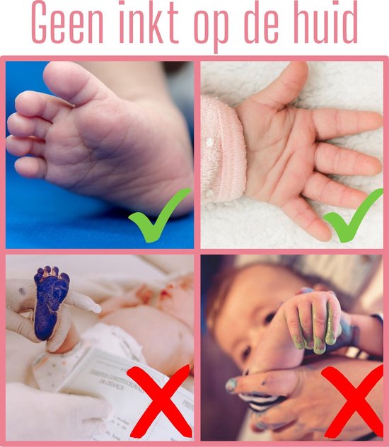 Scoby - Baby Hand- en Voetafdruk - Inktpad voor Pootafdruk of Neusafdruk - Inktafdruk - Perfect voor Baby's en Huisdieren - Incl. 2 Witte Kaartjes - Roze van Scoby — afbeelding 3