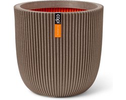 Capi Europe - Bloempot bol Groove NL - 54x52 - Warm taupe - Bloempot voor binnen en buiten - Levenslang garantie - Breukbestendig - 100% Recyclebaar - CO2 Neutraal geproduceerd - KGVWT935