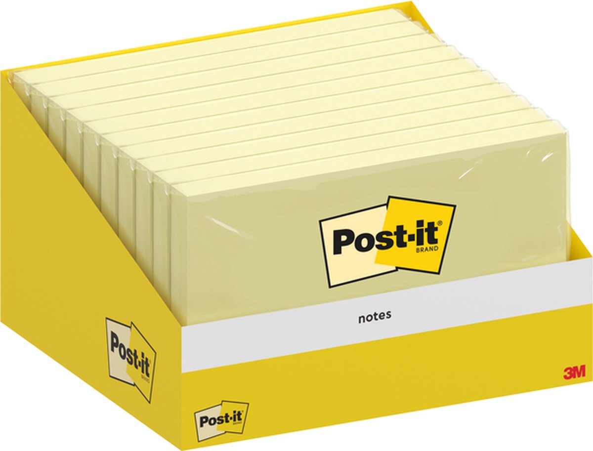 Post-it 657 notitieblaadjes, 76 x 102 mm, 70 g/m², 100 vellen, 12 blokken, geel