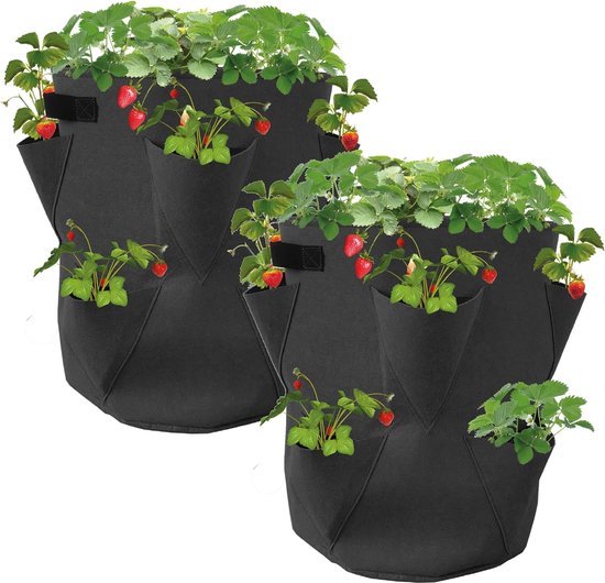 Aardbei plantzakken, 2 stuks hangende aardbei kweekzakken, ademende
