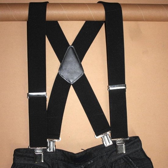 Ausukler Herenbretels, extra sterk, 3,5 cm breed, met draaibare haak, zwart, Rood, one size