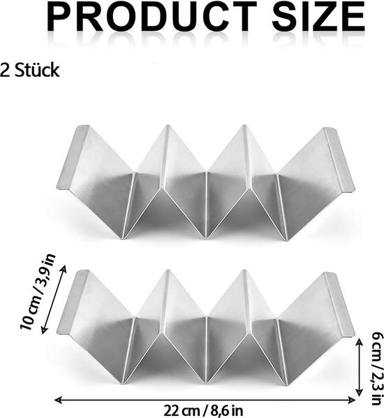 3 stuks Taco houders, Taco standaard roestvrij staal 3 stuks Taco houders, Taco standaard roestvrij staal