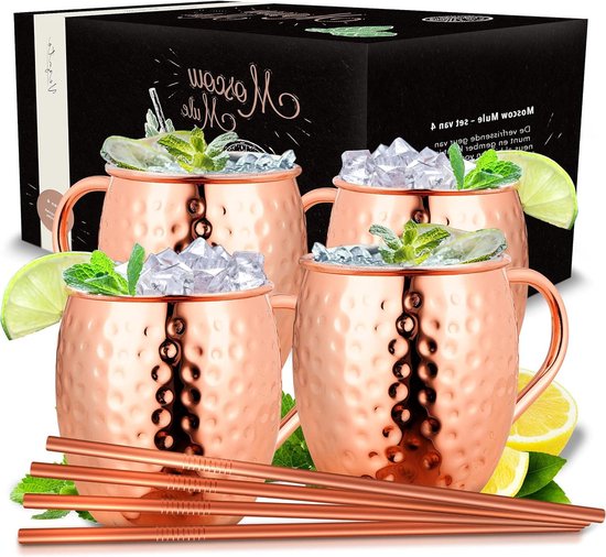 STAGLIFE 16 oz Black Matte Moscow Mule Mugs Pure Copper Cups for Drinking Gifts for Him on Birthday Real Copper Mugs for Moscow Mules Hammered Solid Unlined Cup Mug Set of
