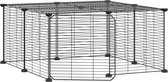 vidaXL - Huisdierenkooi - met - deur - 12 - panelen - 35x35 - cm - staal - zwart