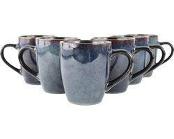 OTIX Koffiekopjes - met Oor - Set van 6 - Koffietassen - Theemok - 350ml - Aardewerk - EBONY OTIX Koffiekopjes - met Oor - Set van 6 - Koffietassen - Theemok - 350ml - Aardewerk - EBONY