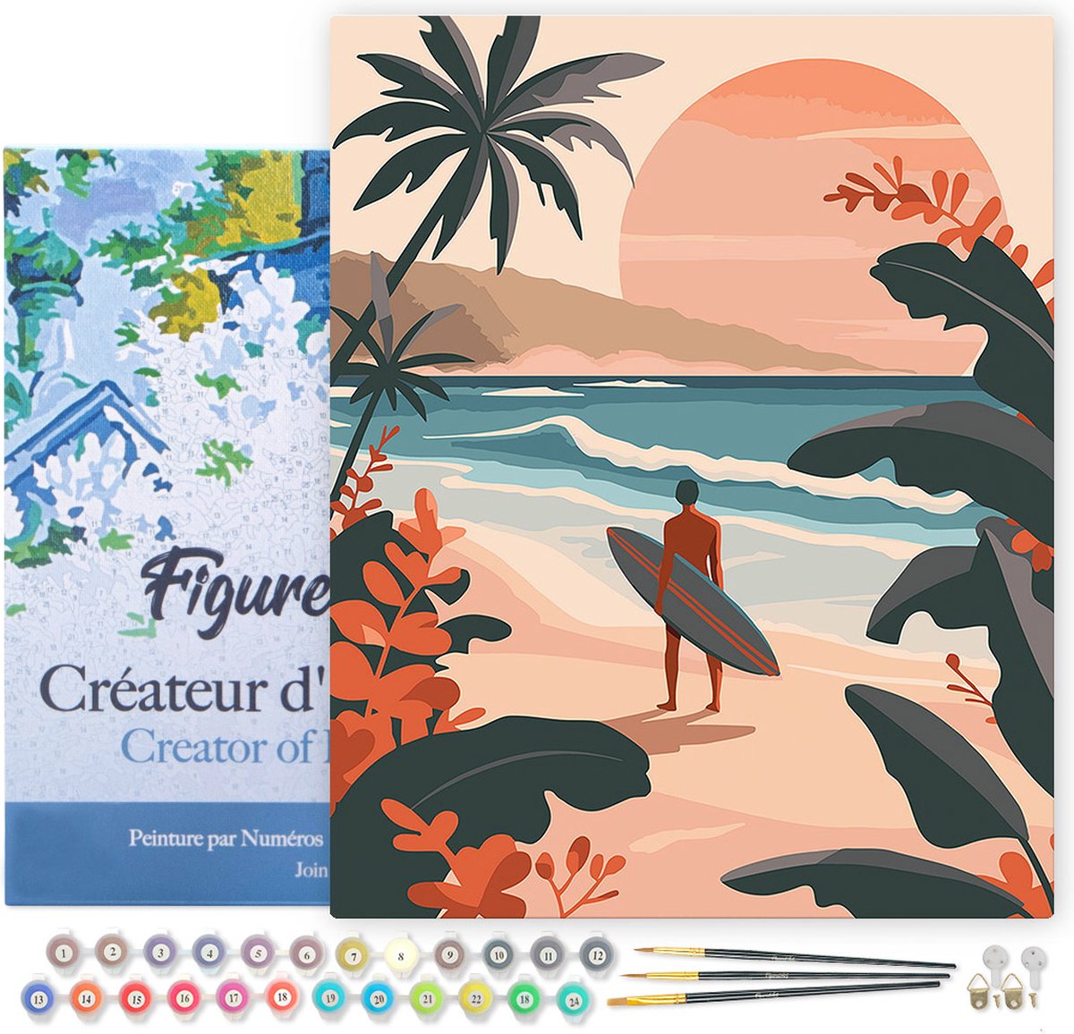 Figured’Art – Peinture Par Numéros – La Grenouille Revenant Du Shopping – 40x50 Cm – Kit Complet – Loisir Créatif