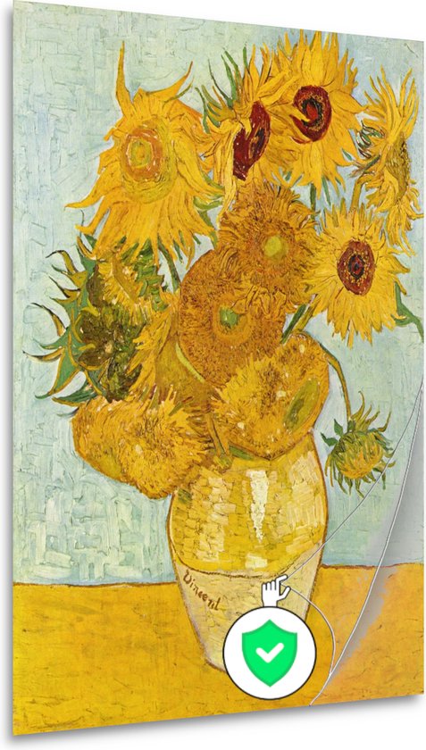 Vaas met twaalf zonnebloemen - Vincent van Gogh posters - Zonnebloemen poster - Posters Natuur - Muurdecoratie klassiek - Woonkamer posters - Kantoor accessoires poster 60x90 cm