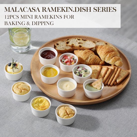 Foraineam Set of 12 Pieces Ramekins Bakeware Set, 6 oz. White Porcelain