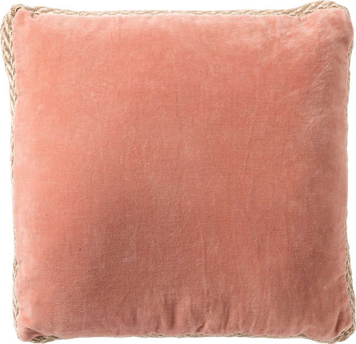Dutch Decor MANOE - kussenhoes 45x45 cm - effen kleur - jute rand - Muted Clay - roze - met rits - zonder binnenkussen