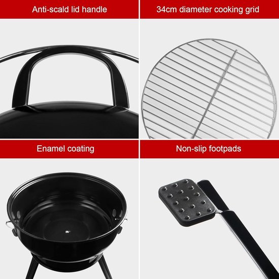 Houtskoolgrill klapgrill - draagbare campinggrill voor 2-4 personen met deksel — afbeelding 2