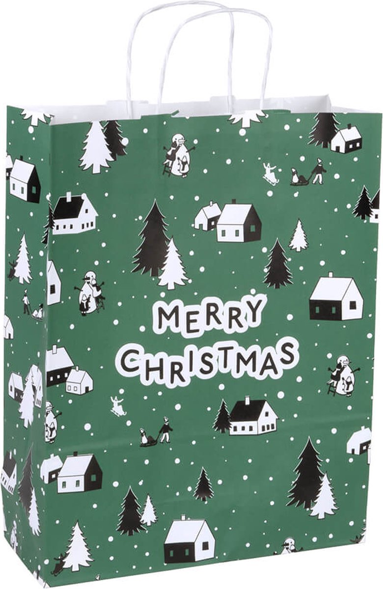 Papieren tasjes 50 stuks Kerst - Groen - A3 32x41x12 - Cadeautasjes - Papieren tasjes met handvat - Kersttasje