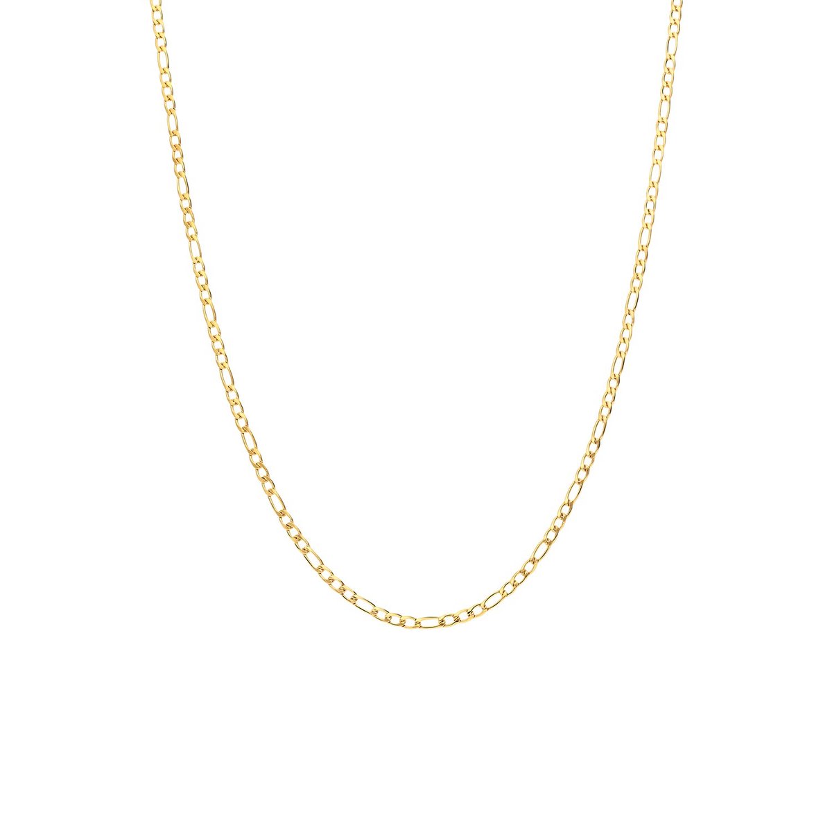 Lucardi Dames Stalen goldplated ketting figaro 2mm - Ketting - Staal - Goud - 45 cm