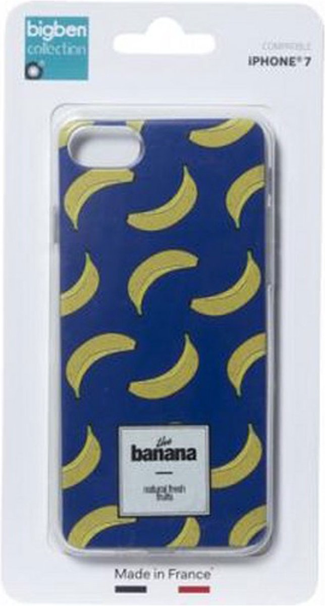 Bigben Connected, Hoesje geschikt voor iPhone SE 2020/8/7 - Semi-hardcase met Bananen Patroon, Blauw