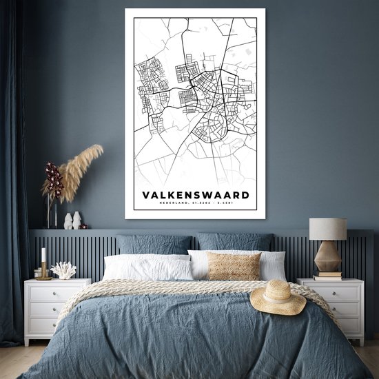 Poster Carte - Valkenswaard - Zwart - Wit - 120x180 cm XXL