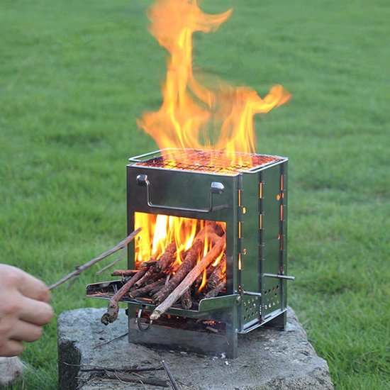 Dailygoody - Opvouwbare houtkachel - Roestvrijstalen barbecue - Compact en lichtgewicht - Voor buiten - Ideaal voor kamperen en picknicken - Gesch... — afbeelding 2
