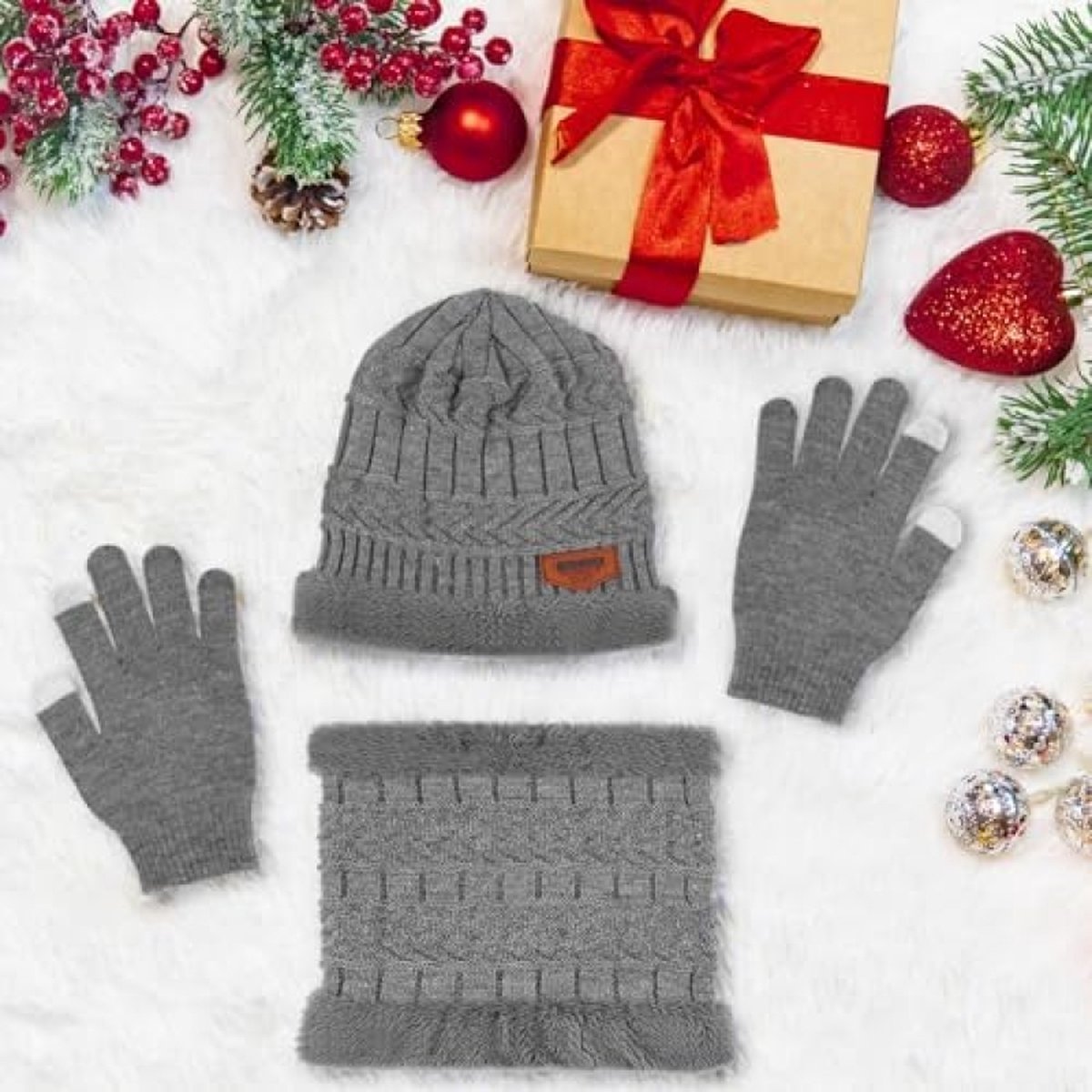 3-in-1 Winterset Met Gebreide Muts, Sjaal En Touchscreen Handschoenen Stijlvol En Warm Voor Koude Dagen 3-in-1 Winterset Met Gebreide Muts, Sjaal En Touchscreen Handschoenen Stijlvol En Warm Voor Koude Dagen