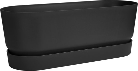 Elho Greenville Trough Long 50 - Plantenbak voor Buiten - 100% Gerecycled Plastic - L49.0 x B19.8 x H17.9 cm - Living black