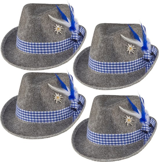 Chapeau de déguisement pour Oktoberfest/Tyrolienne - 3x - gris - adultes - Carnaval - fête de la bière