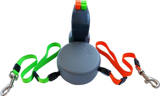 Wigzi Dual Doggie 2.0 Voor Twee Honden - Hondenriem - Grijs - 3m - <22 kg (per hond)