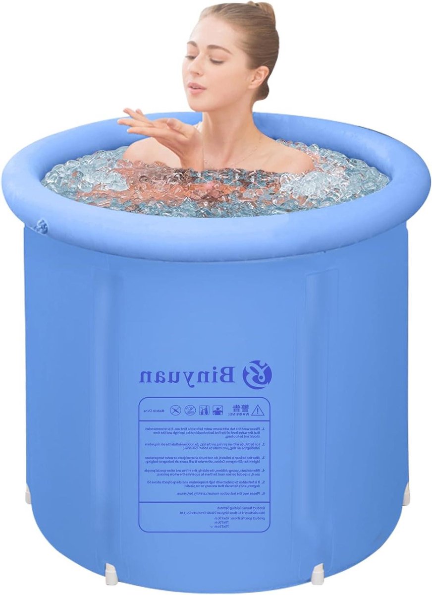 Goedkoopste Opvouwbare draagbare opblaasbare badkuip 75 x 75 cm van kunststof - hydrotherapie voor volwassenen - lichtblauw bath bucket