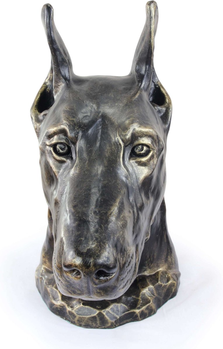 Urn voor hondenas en tuinbeeld van Dobermann - kunst voor dierenliefhebbers