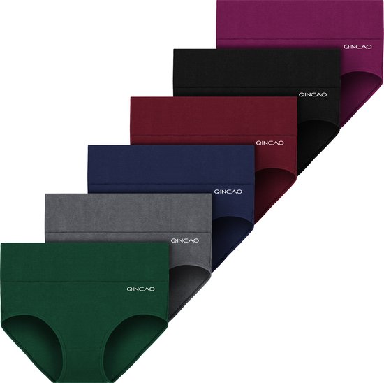 Ondergoed Dames - Qincao Donkere Mix - Hoge Taille - Zacht - Ademend - Uitrekbaar - Maat S