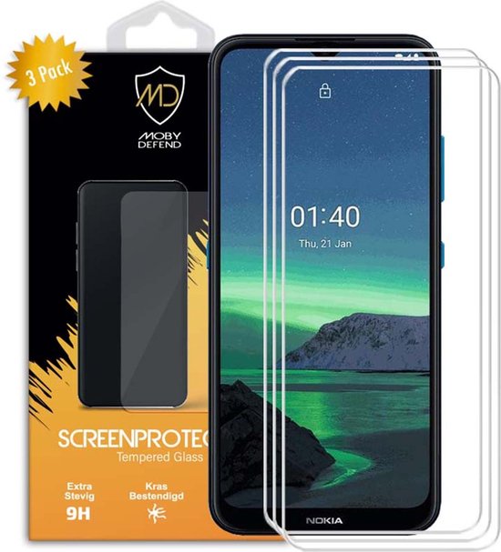 Lot de 3 Protecteurs d'écran Nokia 1.4, économiseurs d'écran en Glas trempé compatibles avec les étuis MobyDefend | Protecteurs d'écran / Lunettes Convient pour: Nokia 1.4