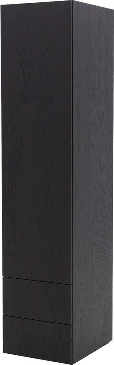 Goossens Kast Systeem Malaga, Module 4 Links (2x Naad Beneden) 1x Draaideur En Ladenblok - Hout Zwart