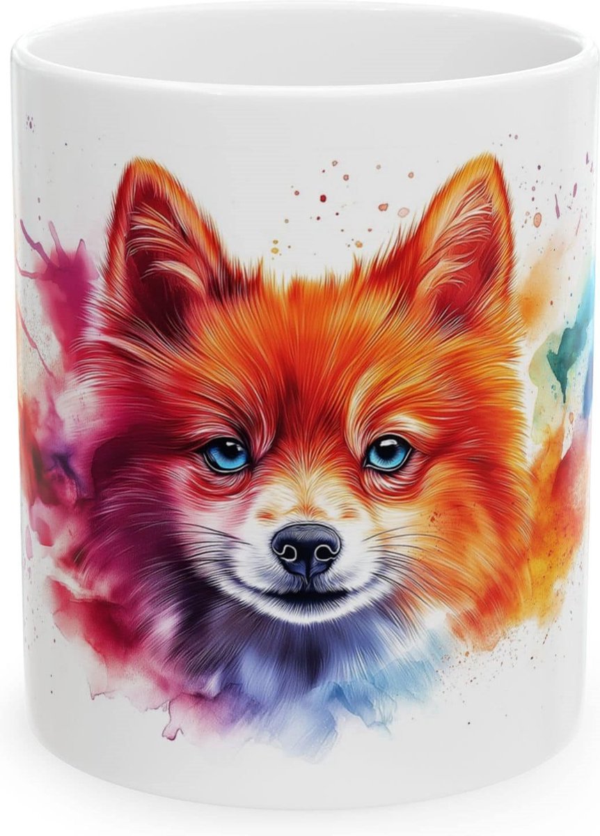 Mok Pomeriaan - Koffiemok - Theemok - Aquarel - Mok - 325 ML - hond - beker