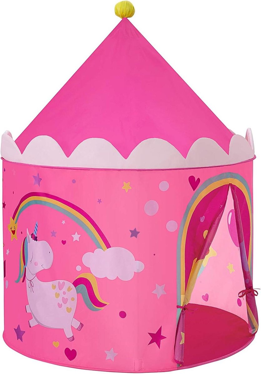 Speeltent Princess Castle Pop Up Native American Kids Indoor Outdoor Roze Geel LPT04PY met draagtas