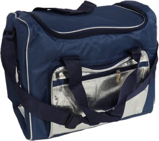 Grote koeltas schoudertas blauw/zilver 36 x 22 x 30 cm 21 liter - Koeltassen van Benson — afbeelding 2