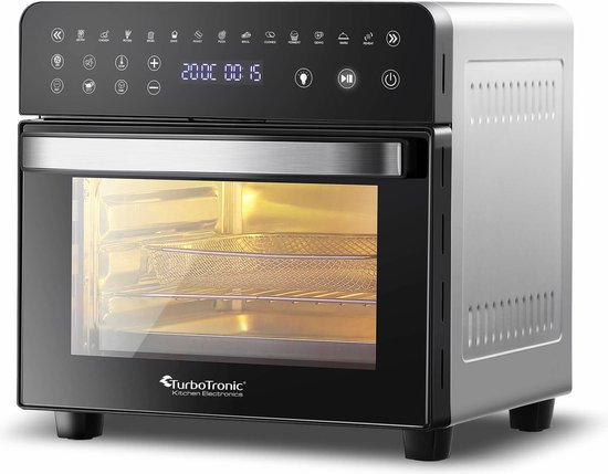 TurboTronic AFO14 Airfryer XXL en Vrijstaande Oven - Insclusief Draaispit - Mini Oven - Zwart