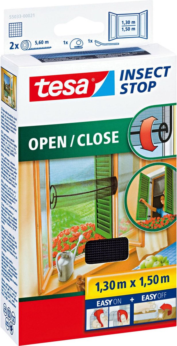Tesa Inzethor - Zwart - 1,3x1,5m - 2 stuks - Open/dicht functie