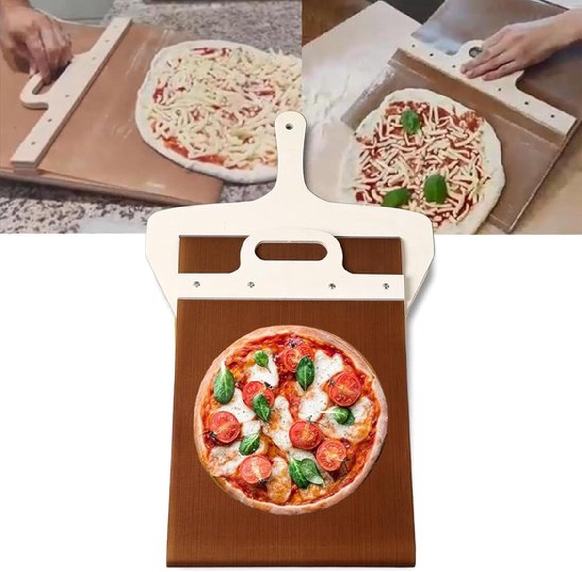 PolkaHome Sliding Pizza Peel Sliding Pizza Shovel die de pizza perfect overbrengt pizzaschuiver van licht hout om te bakken 40 x 28 cm