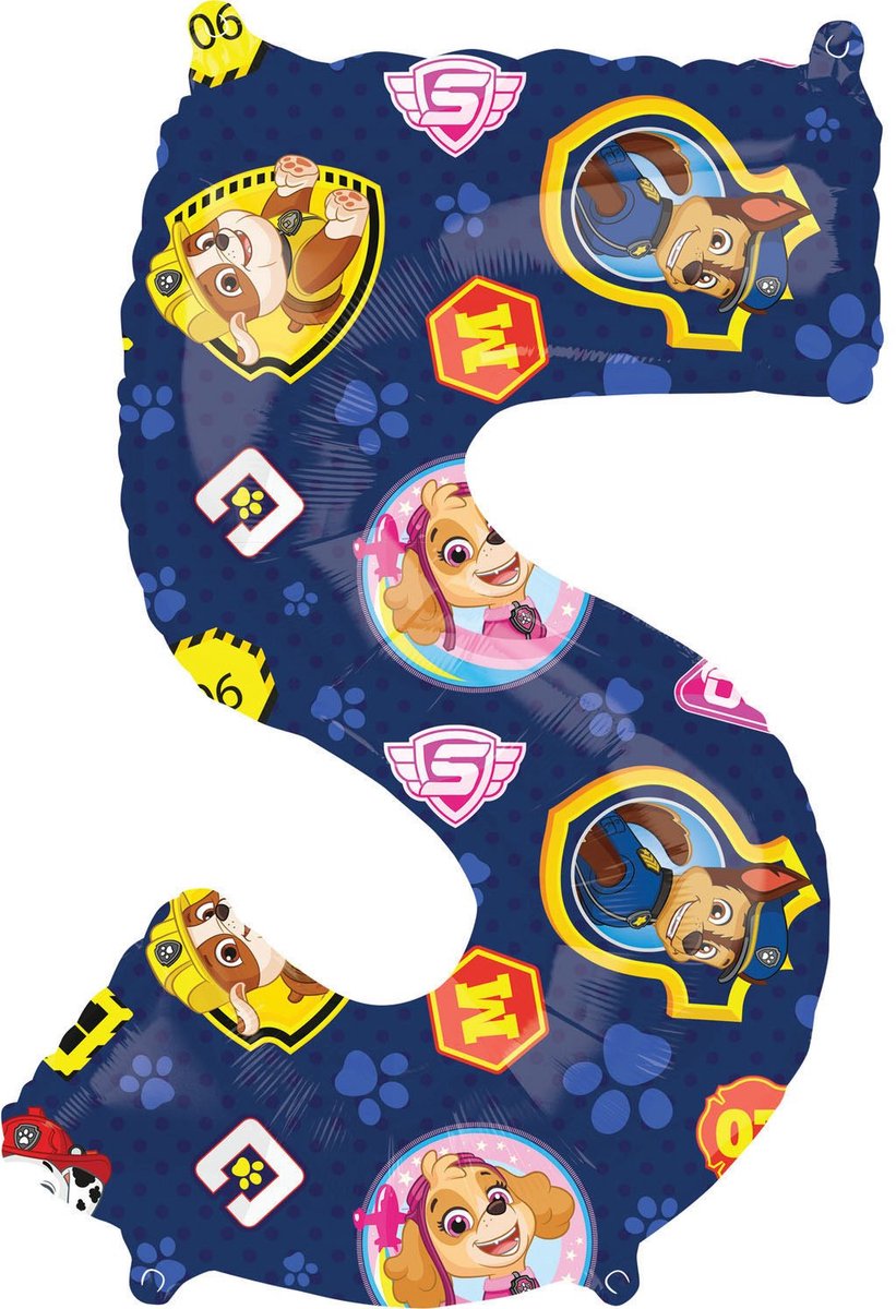 PAW Patrol - Folieballon - 5 - 66 Cm - Blauw - 1 stuks