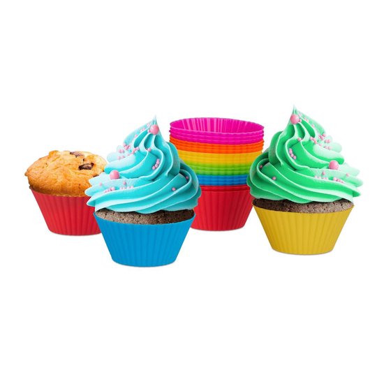 Kudde Ga terug Omgaan met Relaxdays 72x cupcake vormpjes siliconen - muffinvormpjes - muffin bakvorm  – kleurrijk | bol.com