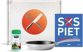 Bol.com SOS Piet Box | Braadpan antikleef Ø 24 cm - Grijs - PFAS-vrij | Incl. Piet's Italiaanse Kruidenmix - Gesigneerd SOS PIET... aanbieding